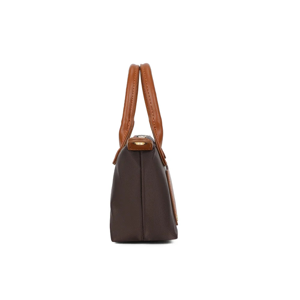 Profil de La Romane café : 9 cm de profondeur et patte latérale cognac à attache dorée – réf. Z-05-6
