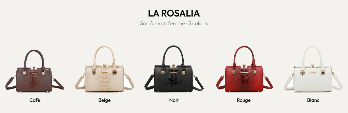 Sac à main La Rosalia effet croco en 5 coloris : Coffee, Beige, Noir, Rouge et Blanc – Gallantry Paris – réf. R-1714