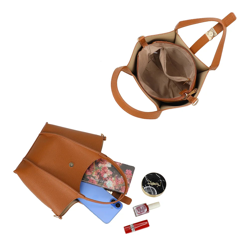Intérieur de La Rosalie marron avec compartiment zippé pour ranger vos essentiels – réf. KJ-62095