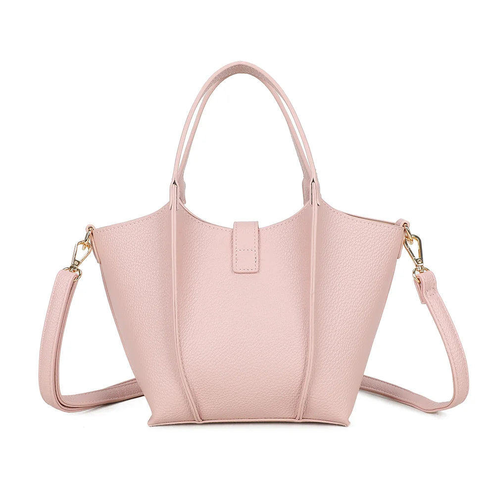 Dos de La Rosalie rose : surface grainée épurée et doubles anses – réf. KJ-62095