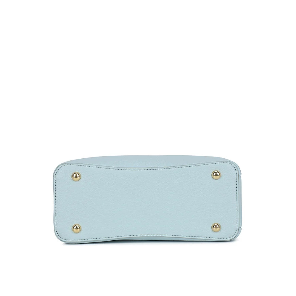 Dessous de La Rosella bleu clair, base plate et structurée en simili cuir grainé – réf. DQ-8733