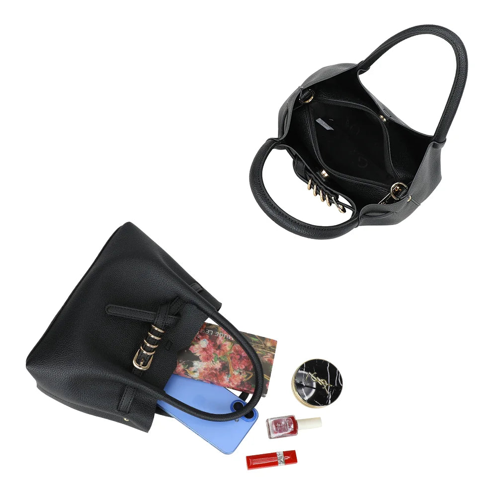 Intérieur zippé de La Séraphine noir : téléphone, carnet et produits de beauté y trouvent leur place – réf. DQ-8732