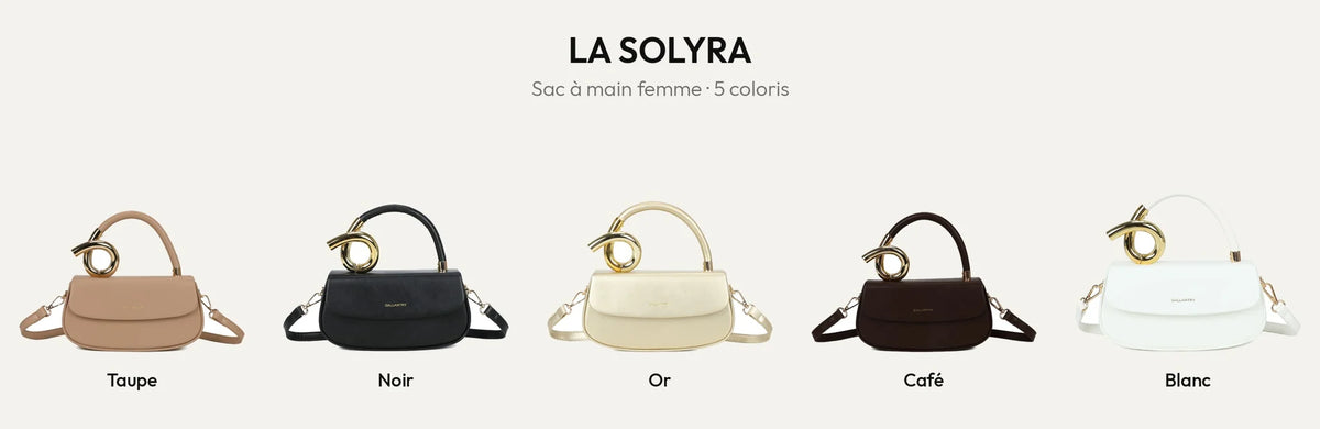 Sac à main femme La Solyra en 5 coloris : Taupe, Noir, Or, Coffee et Blanc – Gallantry Paris – réf. YL-26018