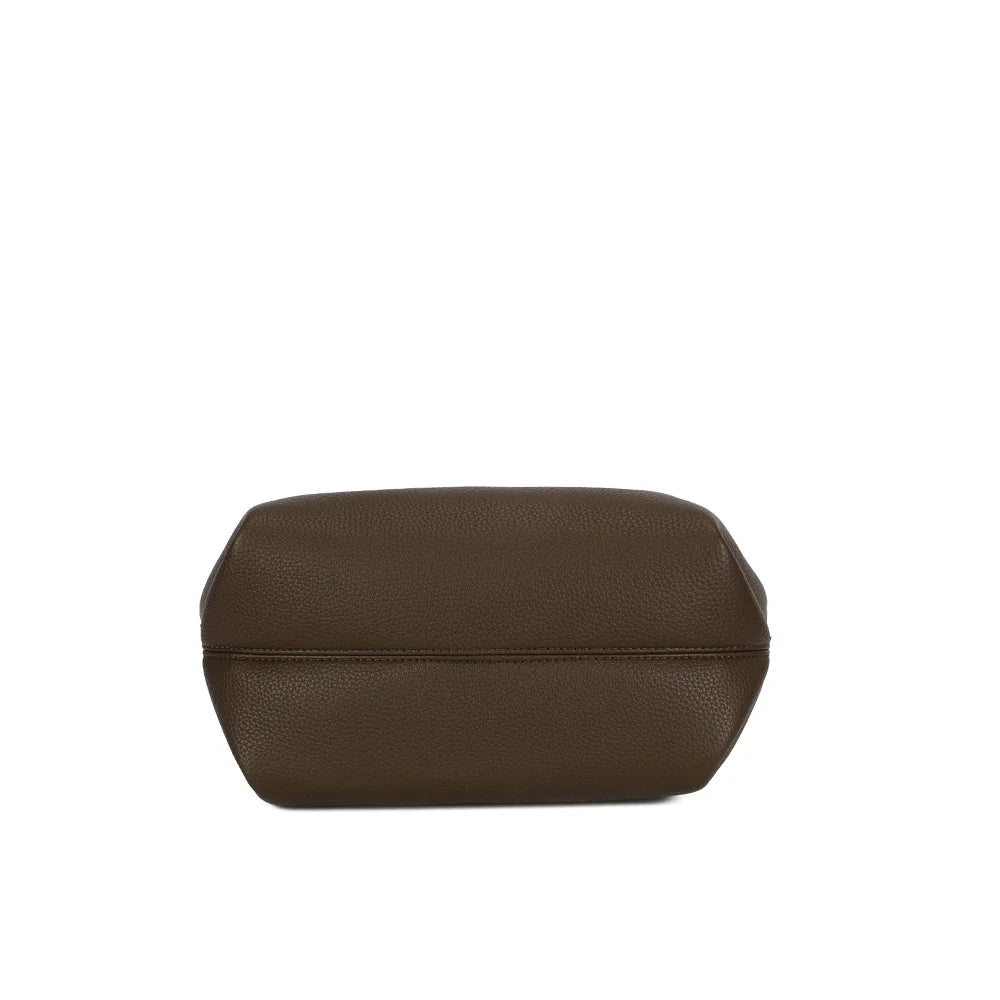 Dessous du sac La Théodora vert foncé, vue de la base en simili cuir grainé – réf. KJ-62082-4