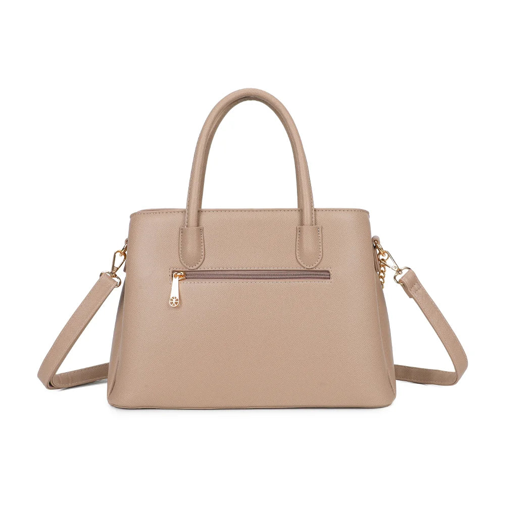 Dos de La Valdine taupe avec sa poche zippée pour garder les petits indispensables à portée – réf. M-9464