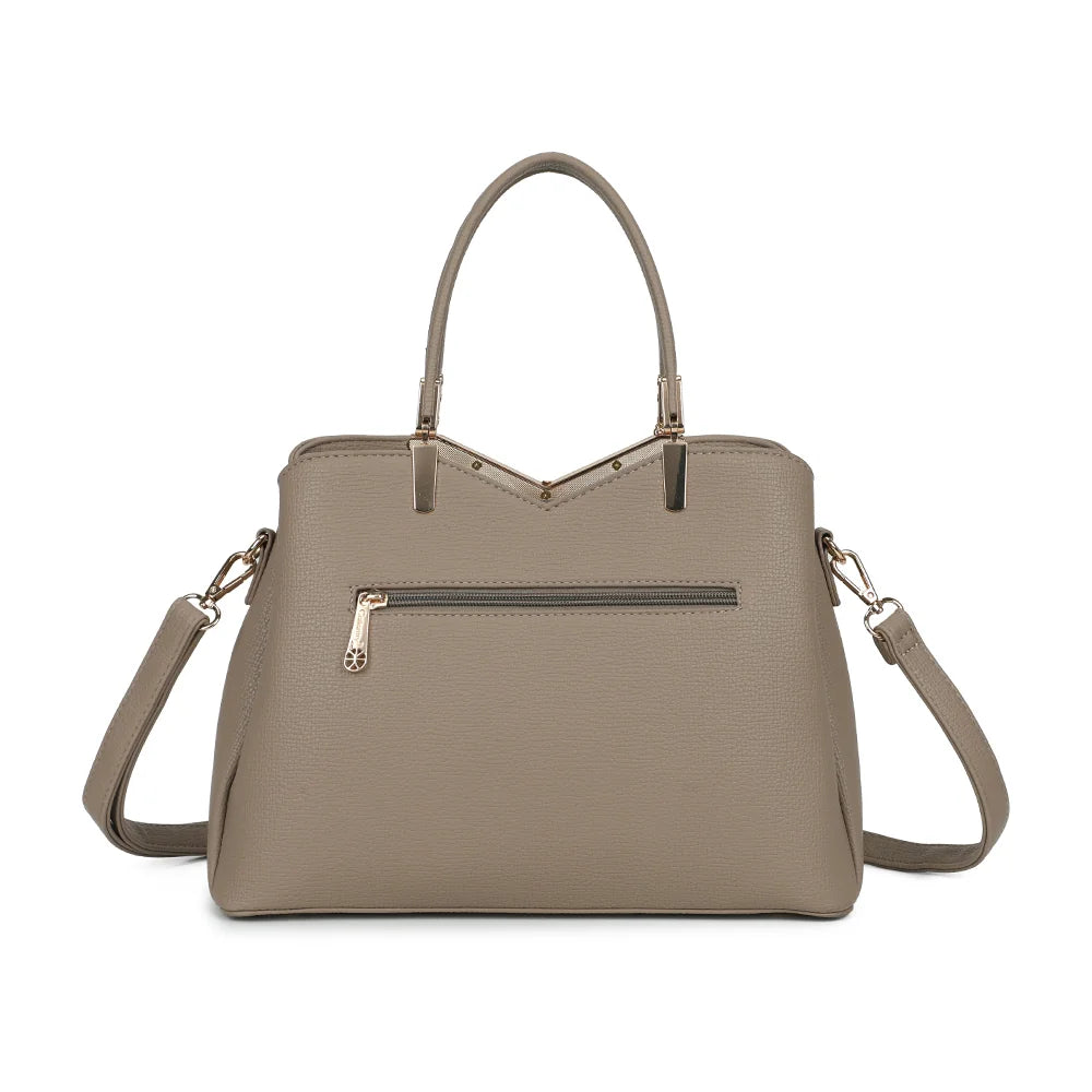 Dos du sac La Vérone taupe foncé, lignes nettes et anses assorties – réf. M-9130-1