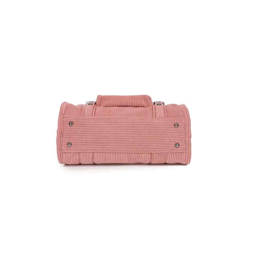 Dessous de La Vinoria rose foncé en tissu effet velours côtelé, franges visibles sur les côtés – réf. R-1979-9