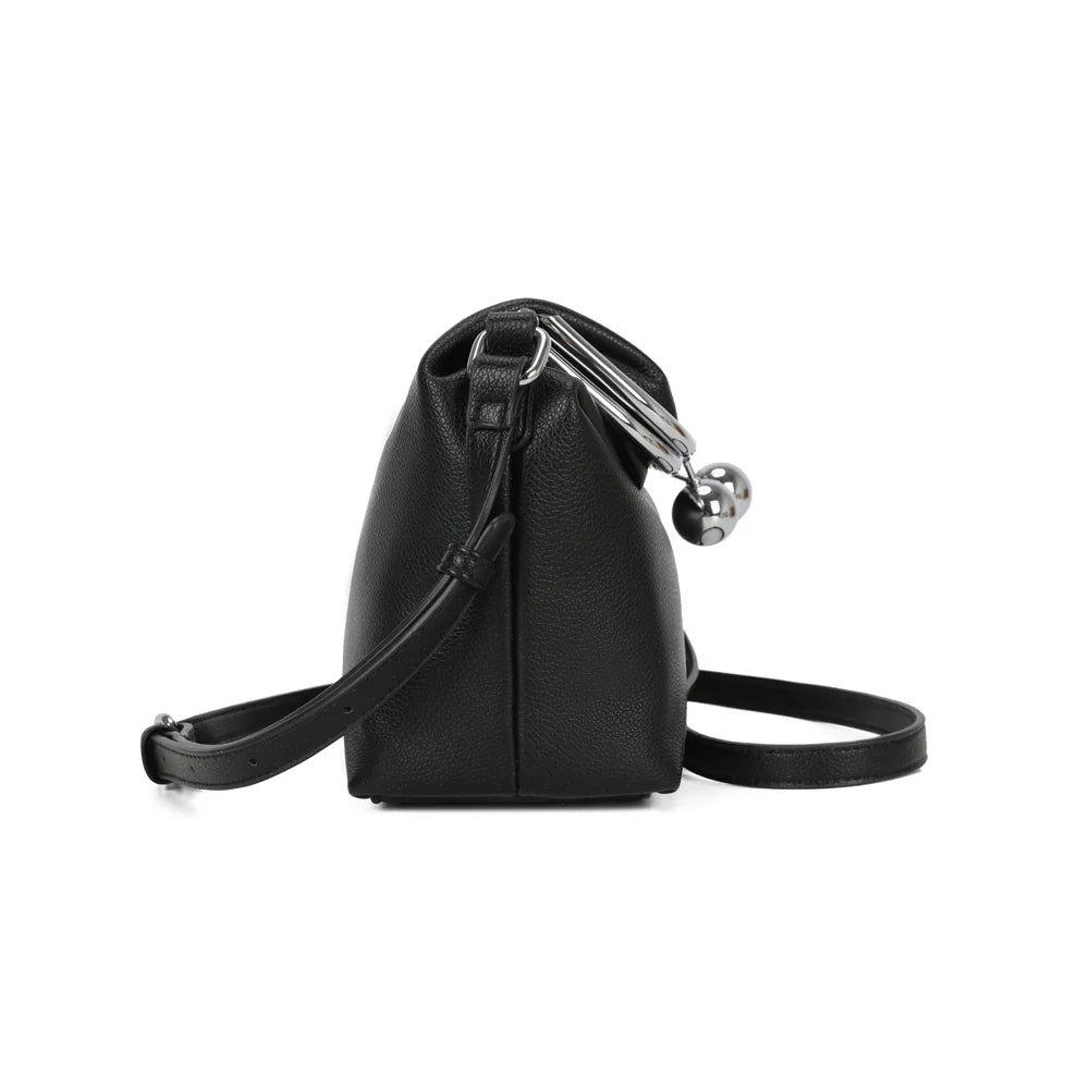 Profil de La Violette noir : côtés froncés et format compact de 10 cm de profondeur – réf. R-2087