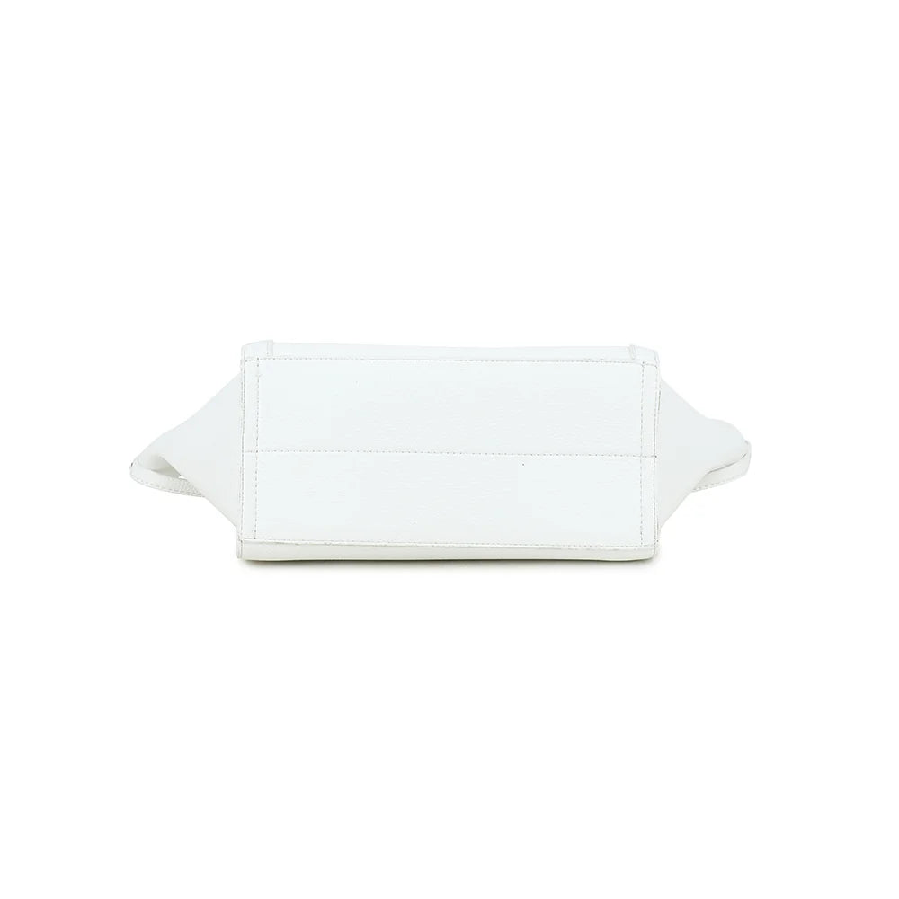 Dessous du Laguna blanc : base rectangulaire de 26 × 11 cm en simili cuir grainé – réf. R-2029