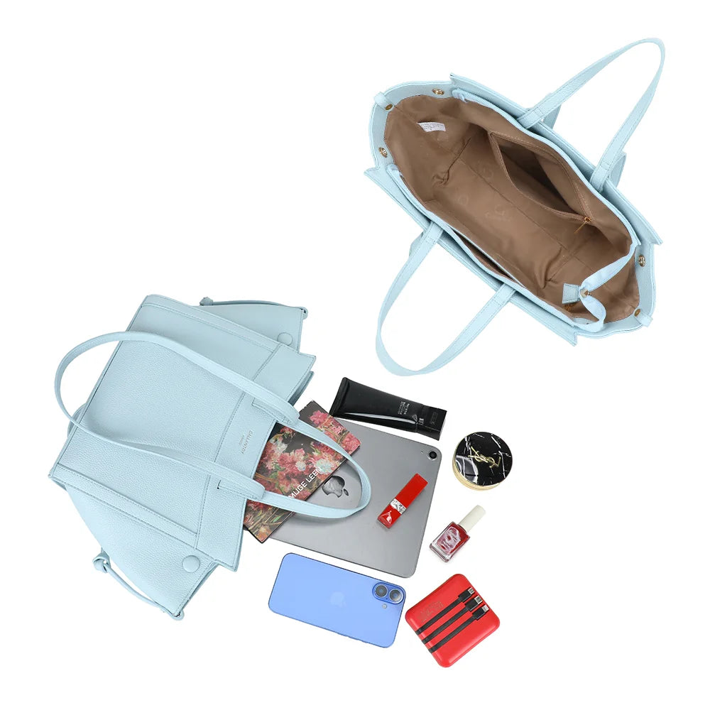 Intérieur du Laguna bleu clair : doublure synthétique et poche zippée pour les petits essentiels – réf. R-2029