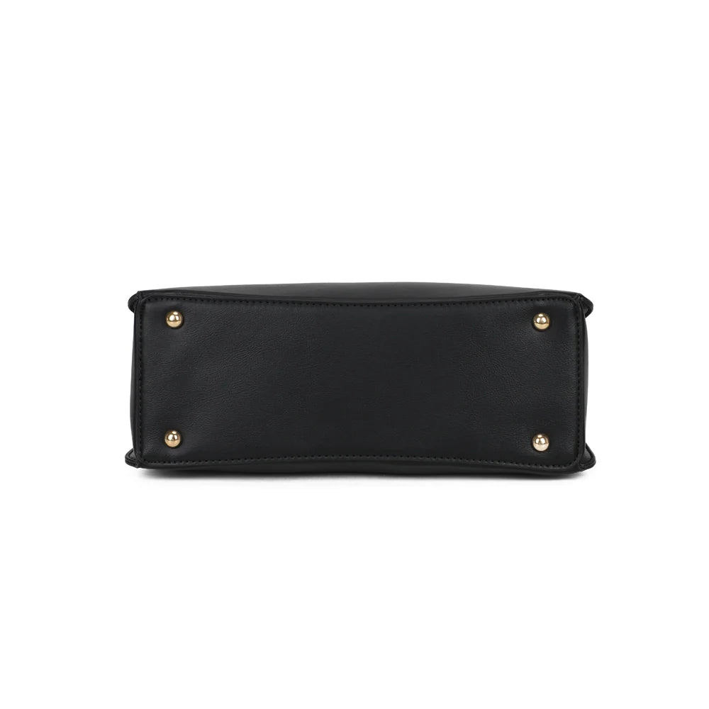 Dessous du Ambrélia noir : base plate qui garde au sac sa silhouette structurée – réf. DQ-8742