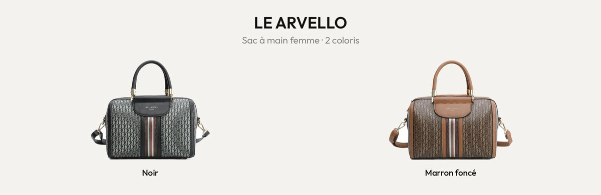 Sac à main femme Le Arvello en noir et marron foncé – Gallantry Paris – réf. M-9364-7