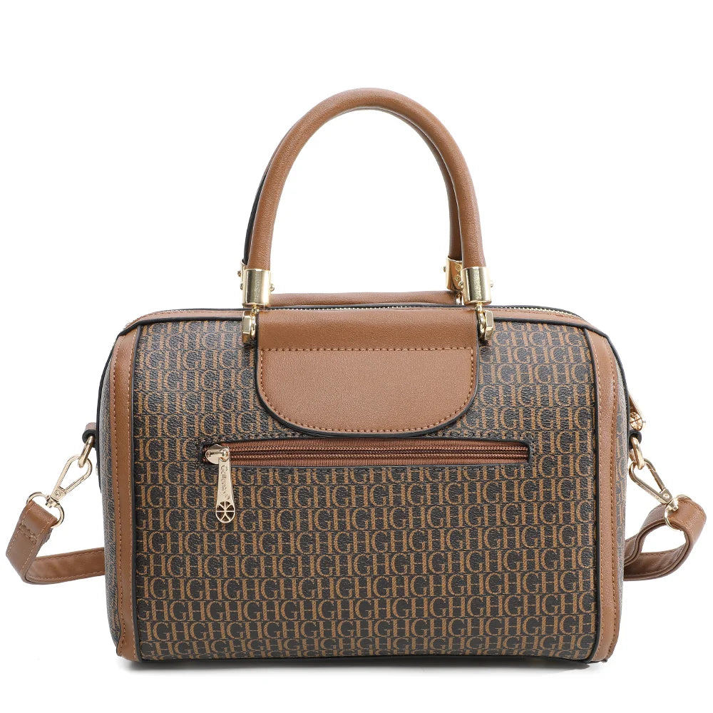 Dos du sac Le Arvello marron foncé avec sa poche extérieure zippée, pratique pour glisser les petits essentiels – réf. M-9364-7