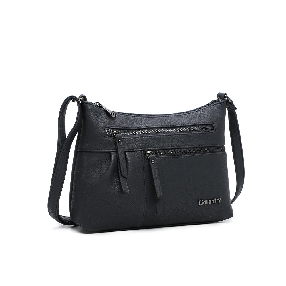 Le Auréane bleu foncé de trois quarts : silhouette souple et poches zippées à tirettes – réf. Z-5103