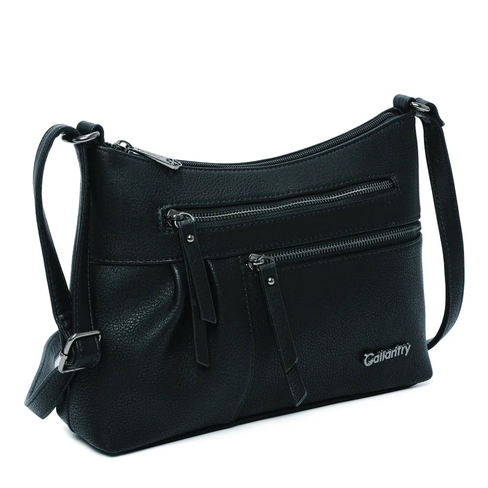 Le Auréane noir de trois quarts : silhouette souple et poches zippées à tirettes – réf. Z-5103