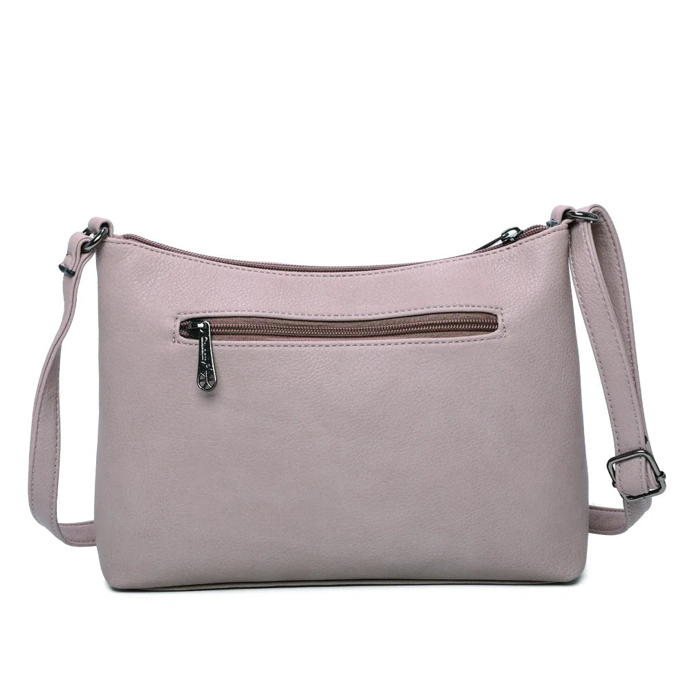 Dos du Le Auréane taupe, simili cuir grainé et attaches de la bandoulière réglable – réf. Z-5103