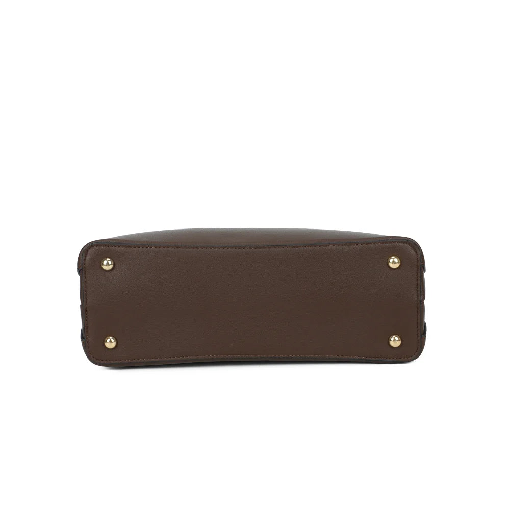 Dessous du Le Azalée café : base plate qui permet de poser le sac bien droit – réf. DQ-8741