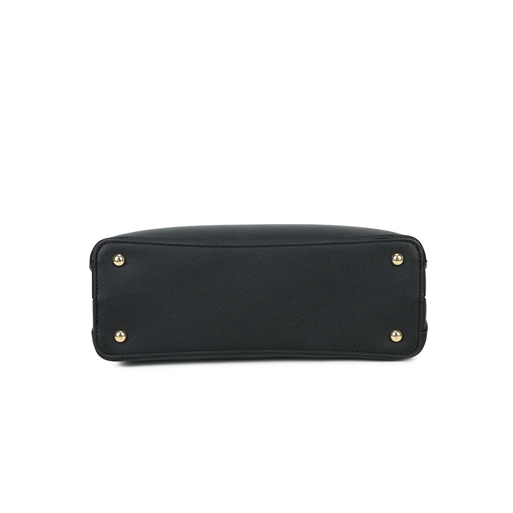 Dessous du Le Azalée noir : base plate qui permet de poser le sac bien droit – réf. DQ-8741