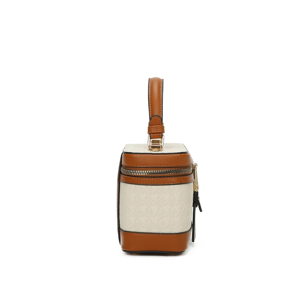Le Bambino beige/marron de profil : format compact de 9 cm de profondeur – réf. R-1918