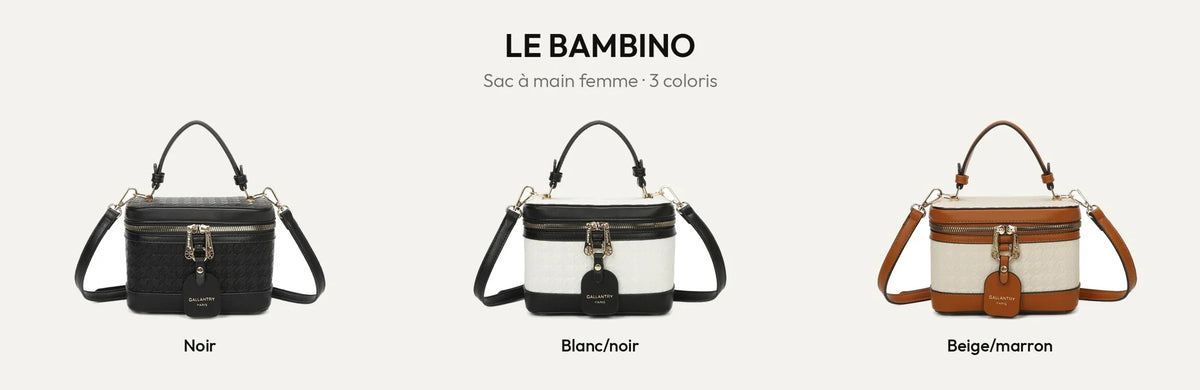 Le Bambino, sac à main vanity femme en Noir, Blanc/noir et Beige/Marron – Gallantry Paris – réf. R-1918