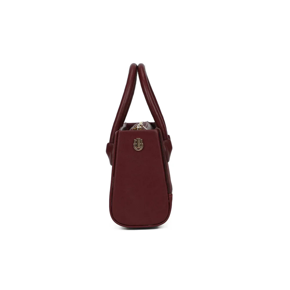 Profil du Basile bordeaux : format compact de 8 cm de profondeur et anneau doré latéral – réf. YL-26022