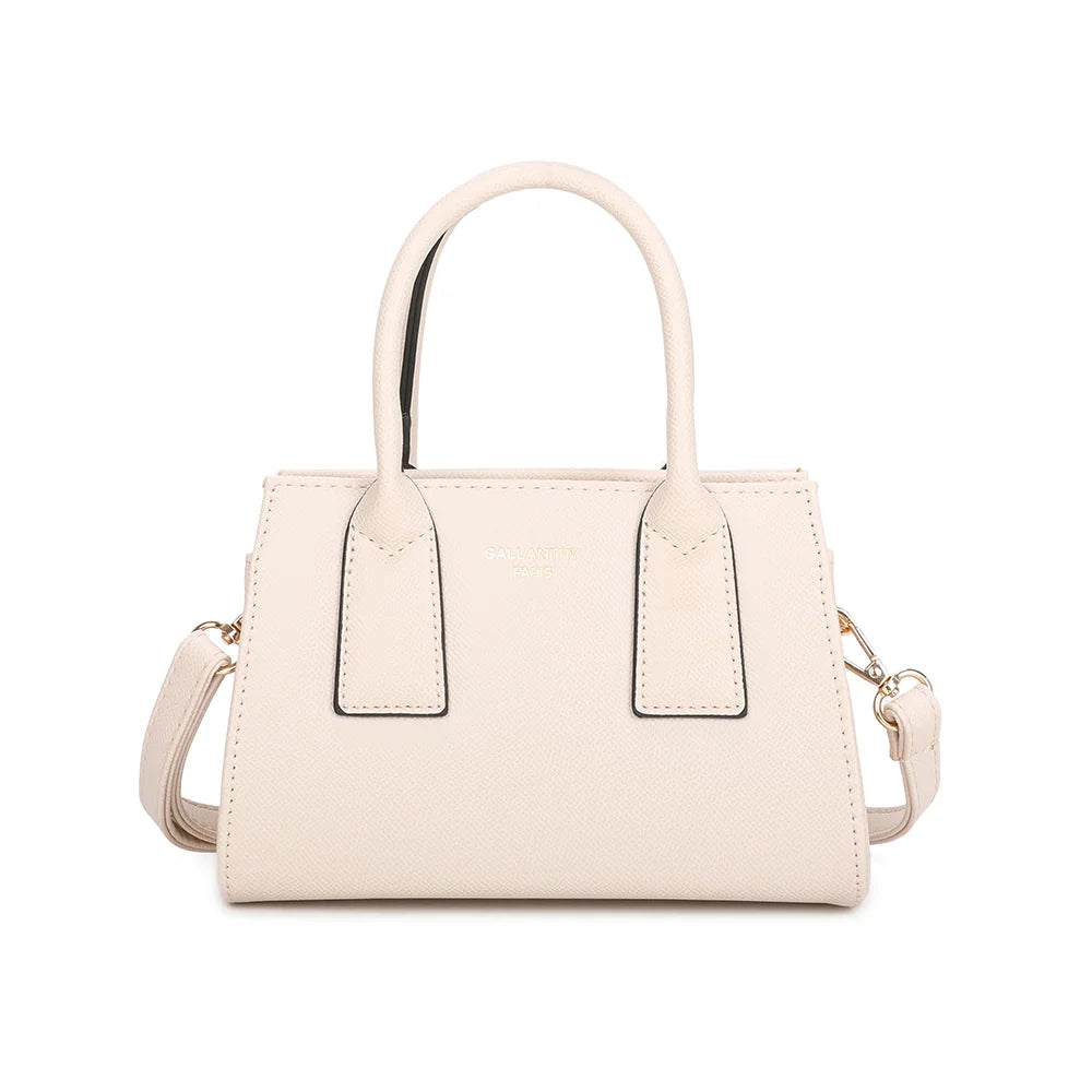 Sac à main femme Le Bastien beige, synthétique vegan texturé, logo doré et anses arrondies – Gallantry Paris – réf. HY-5432-1
