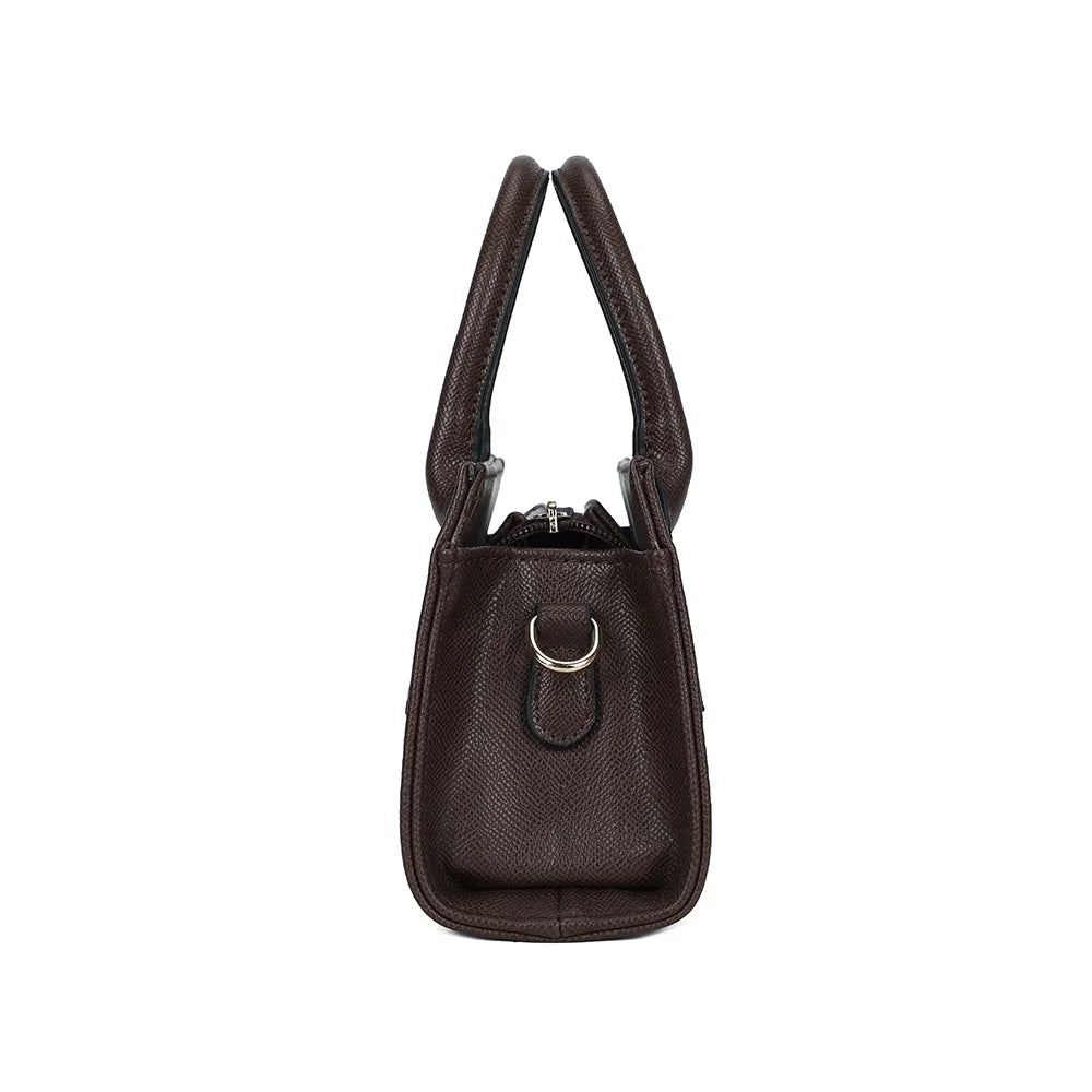 Le Bastien coffee de profil : 8 cm de profondeur et anneau doré pour accrocher la bandoulière amovible – réf. HY-5432-1