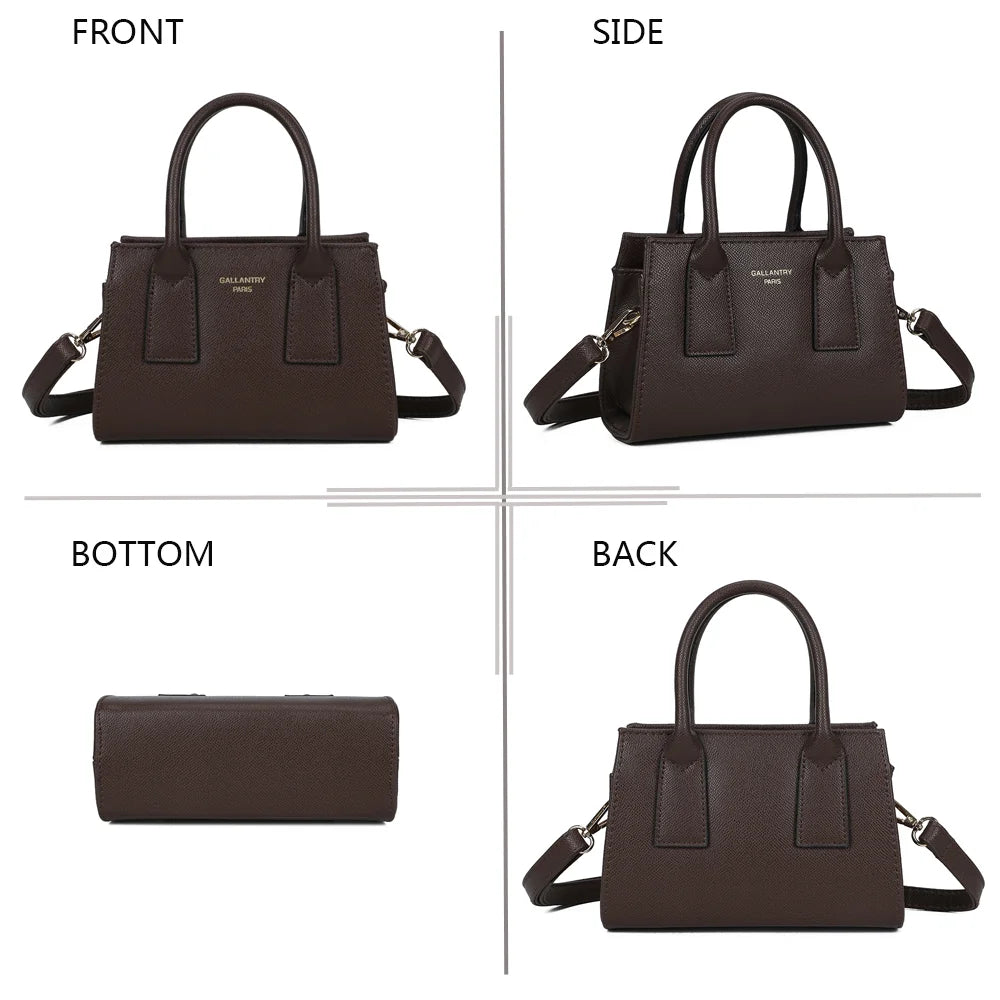 Le Bastien coffee sous tous les angles : face, côté, dessous et dos de ce petit sac à main structuré – réf. HY-5432-1
