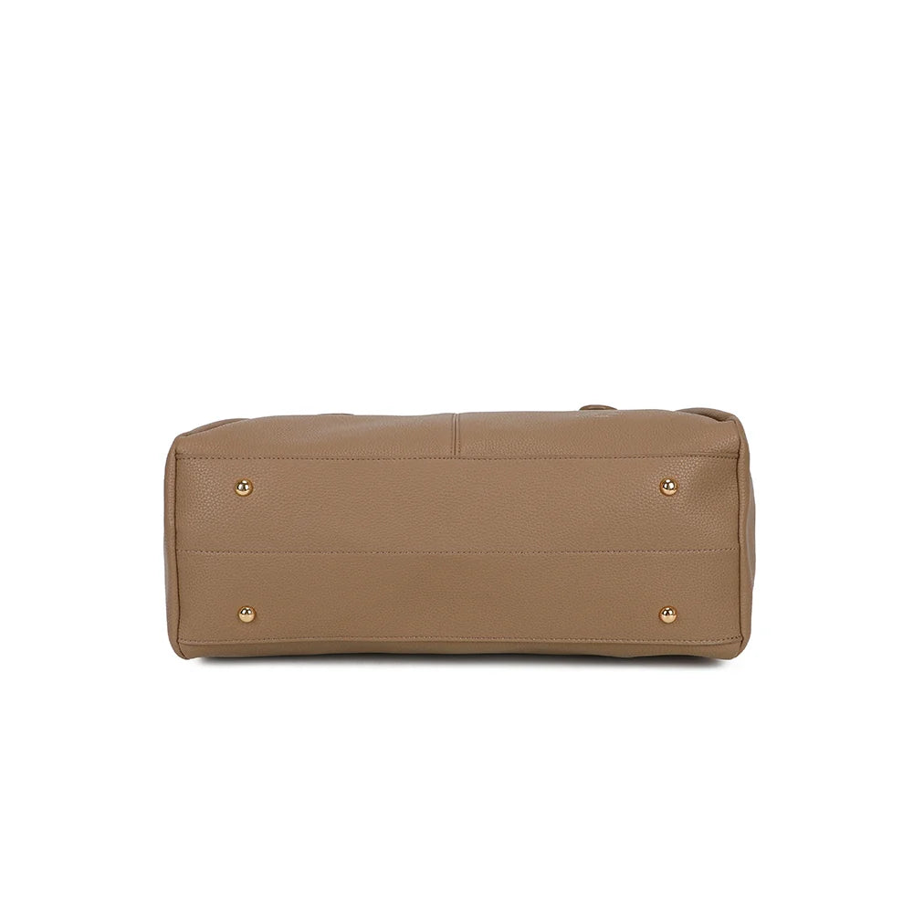 Dessous du sac cabas Le Beaumont taupe foncé avec quatre pieds métalliques de protection – réf. R-62080-4-AIR