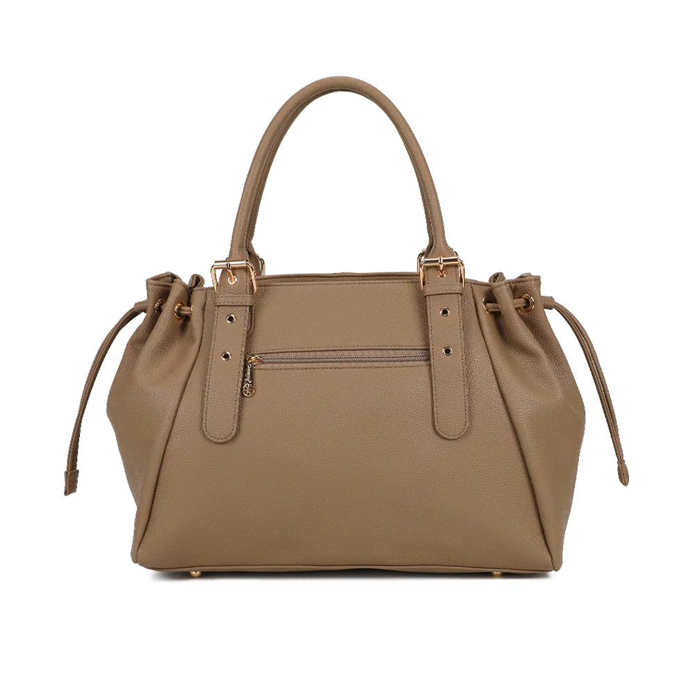 Dos du sac cabas Le Beaumont taupe foncé avec sa poche extérieure zippée – réf. R-62080-4-AIR