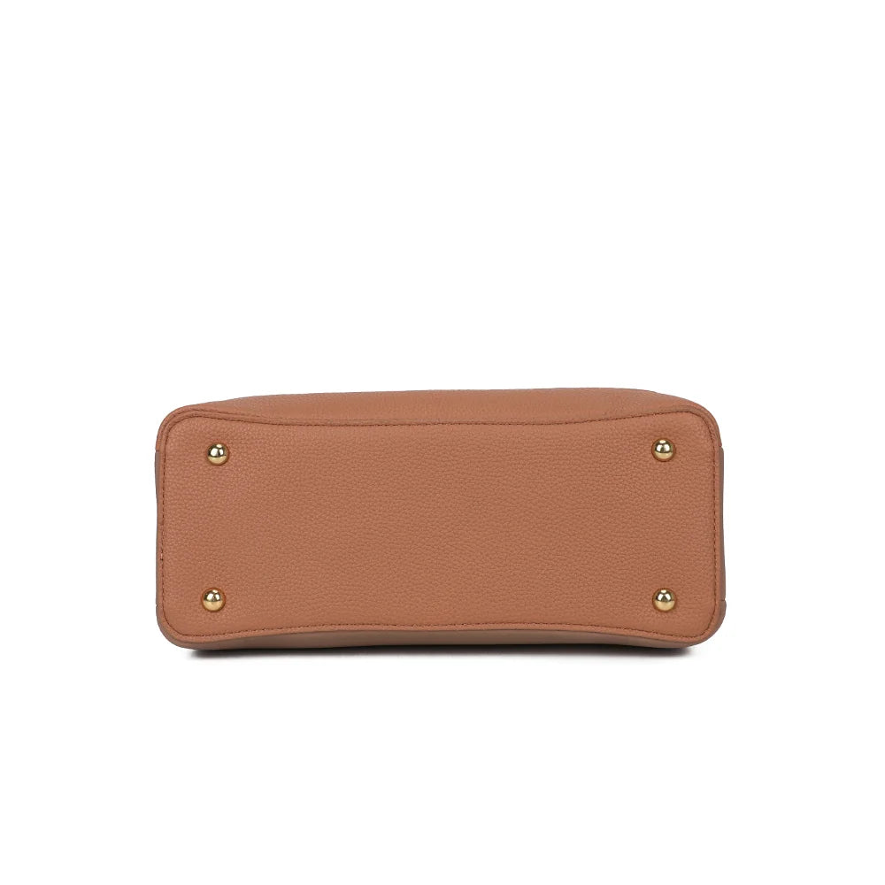 Dessous du Le Belvane rose foncé : base renforcée munie de pieds métalliques protecteurs – réf. DQ-8740