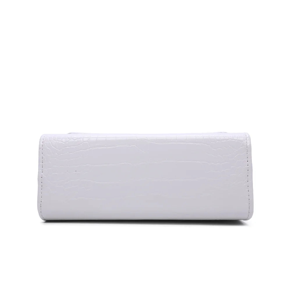 Dessous du Le Brunello blanc, base plate en synthétique effet croco pour poser le sac – réf. HY-5406
