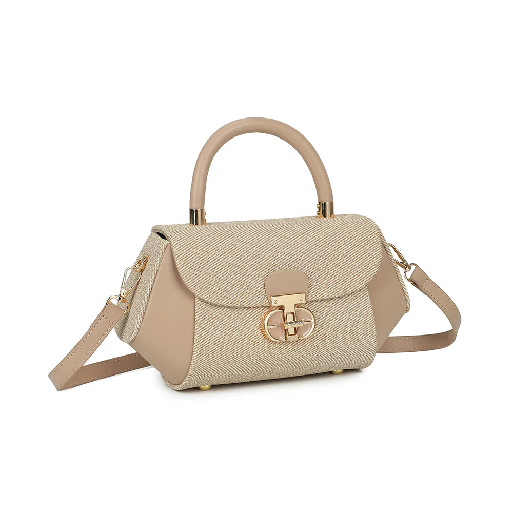 Le Calvia taupe de trois quarts : silhouette structurée et côtés lisses aux tons contrastés – réf. YL-26008-2
