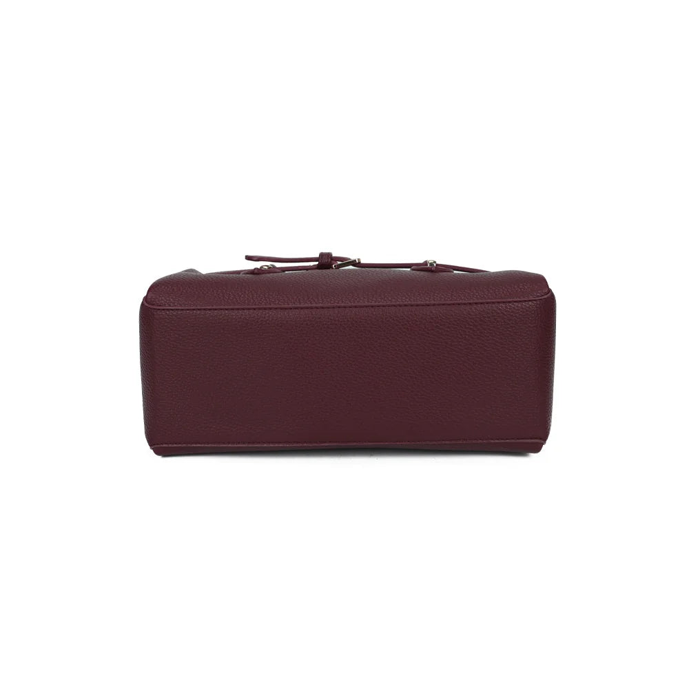 Dessous du Castille bordeaux : base rectangulaire qui donne au sac sa belle tenue structurée – réf. R-2064