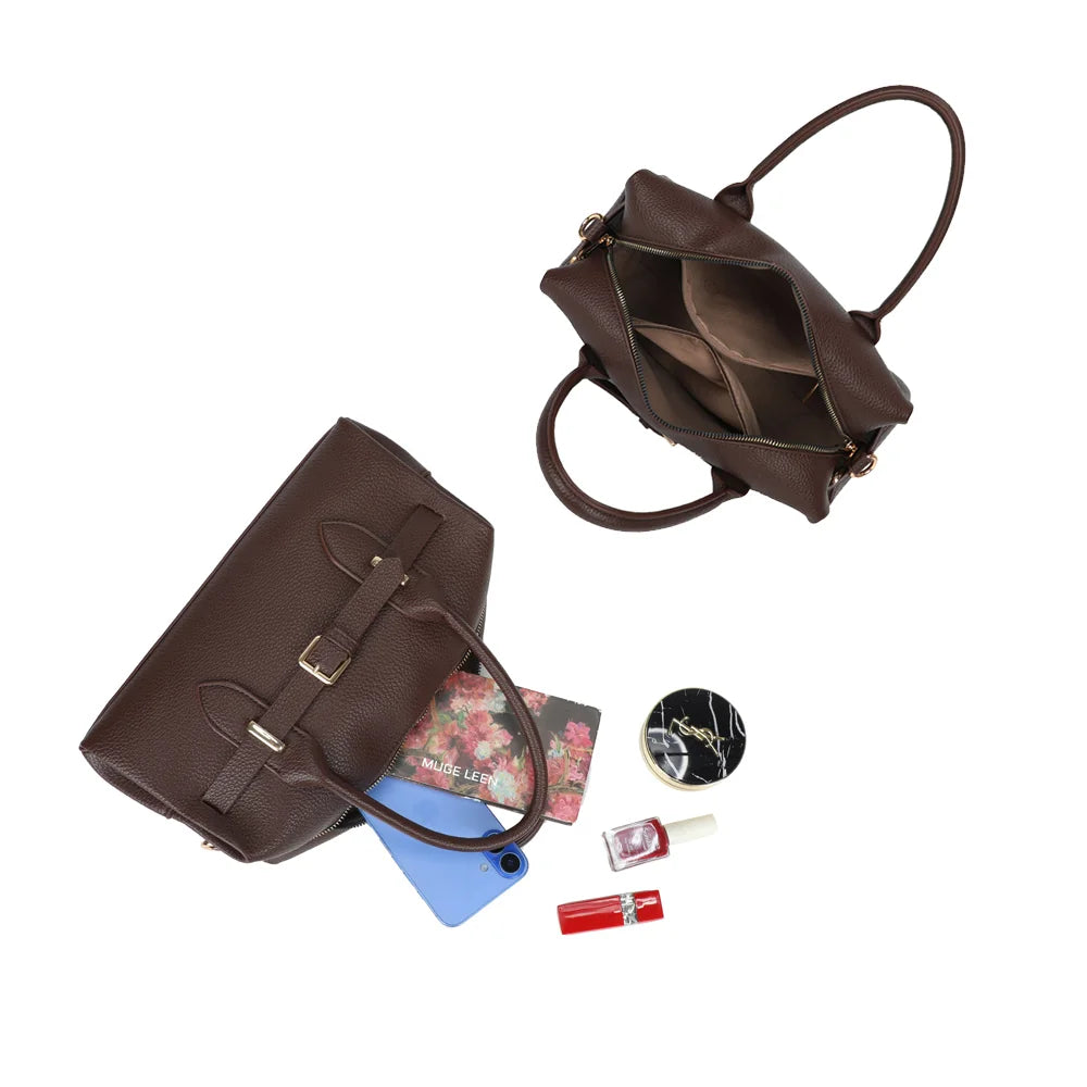Intérieur du Castille café : compartiment principal zippé pour téléphone, carnet et maquillage – réf. R-2064