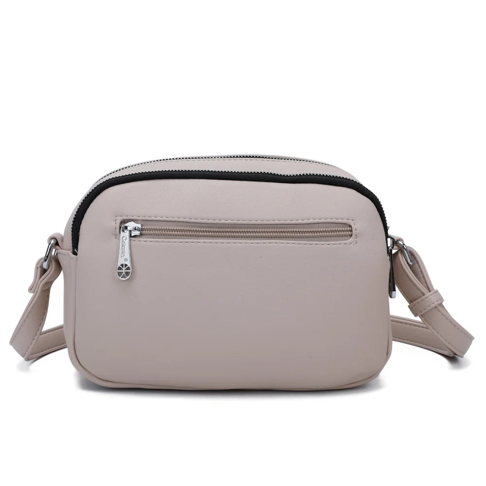 Dos du Charme Compact beige, surface synthétique lisse et surpiqûres ton sur ton – réf. G-7455