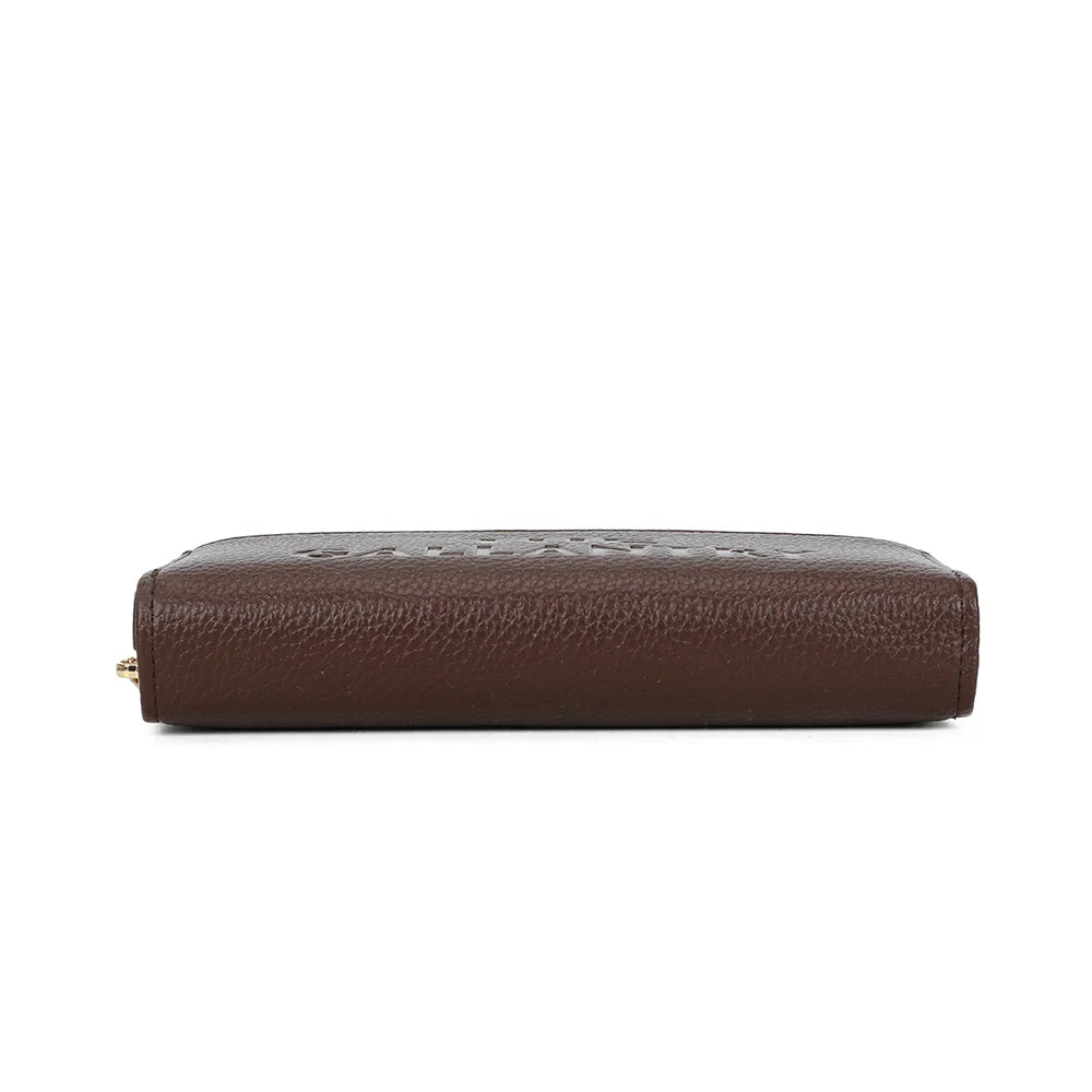 Dessous du portefeuille Le Compagnon Tendre café, en simili cuir grainé bordé par le zip doré – réf. SF-69052