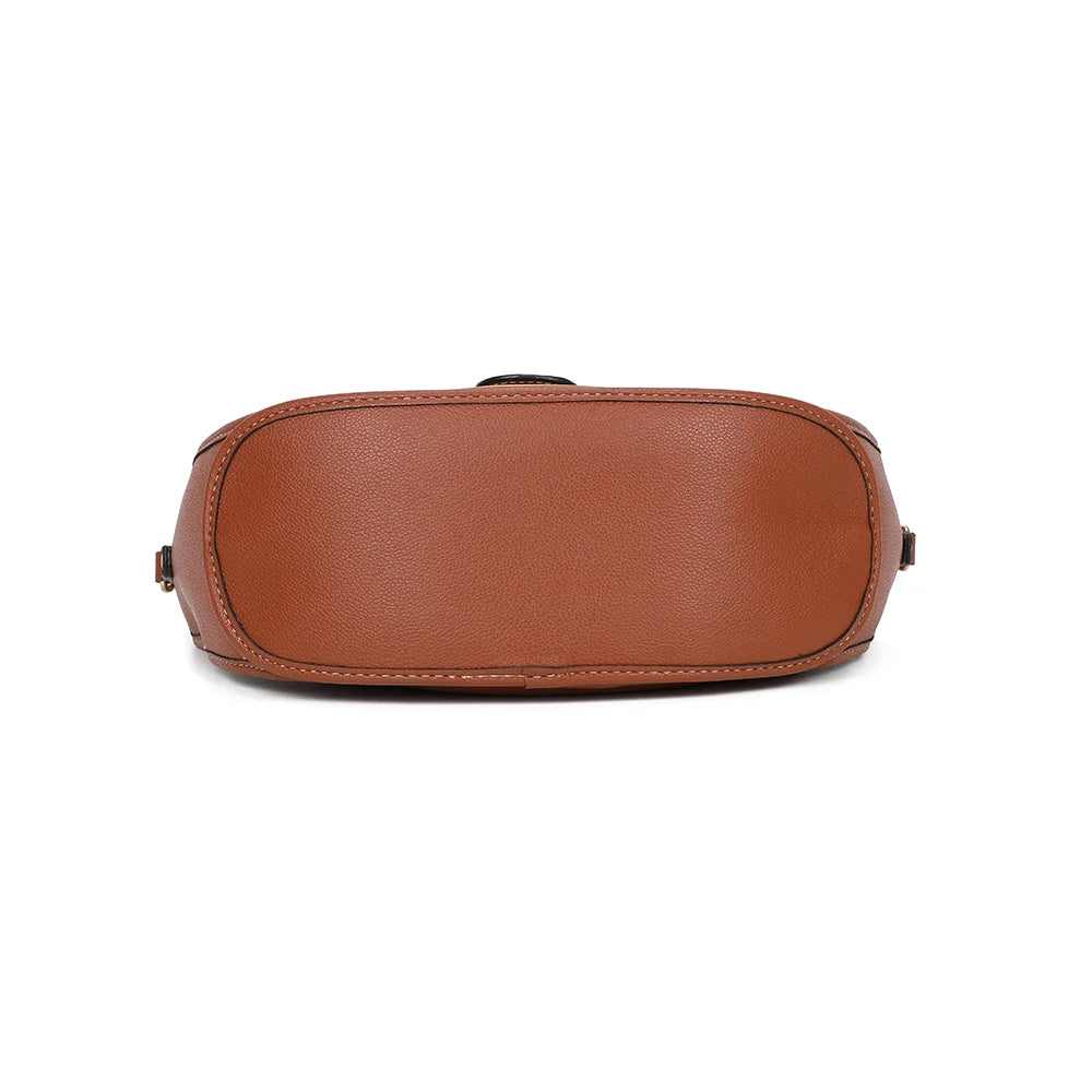 Dessous du Crescendo camel : base arrondie en demi-lune, pour une allure douce et structurée – réf. A-9104