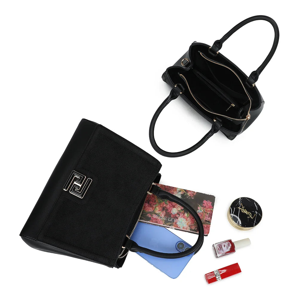 Intérieur du Delsane noir : compartiments et poche centrale zippée pour organiser ses essentiels – réf. G-7512