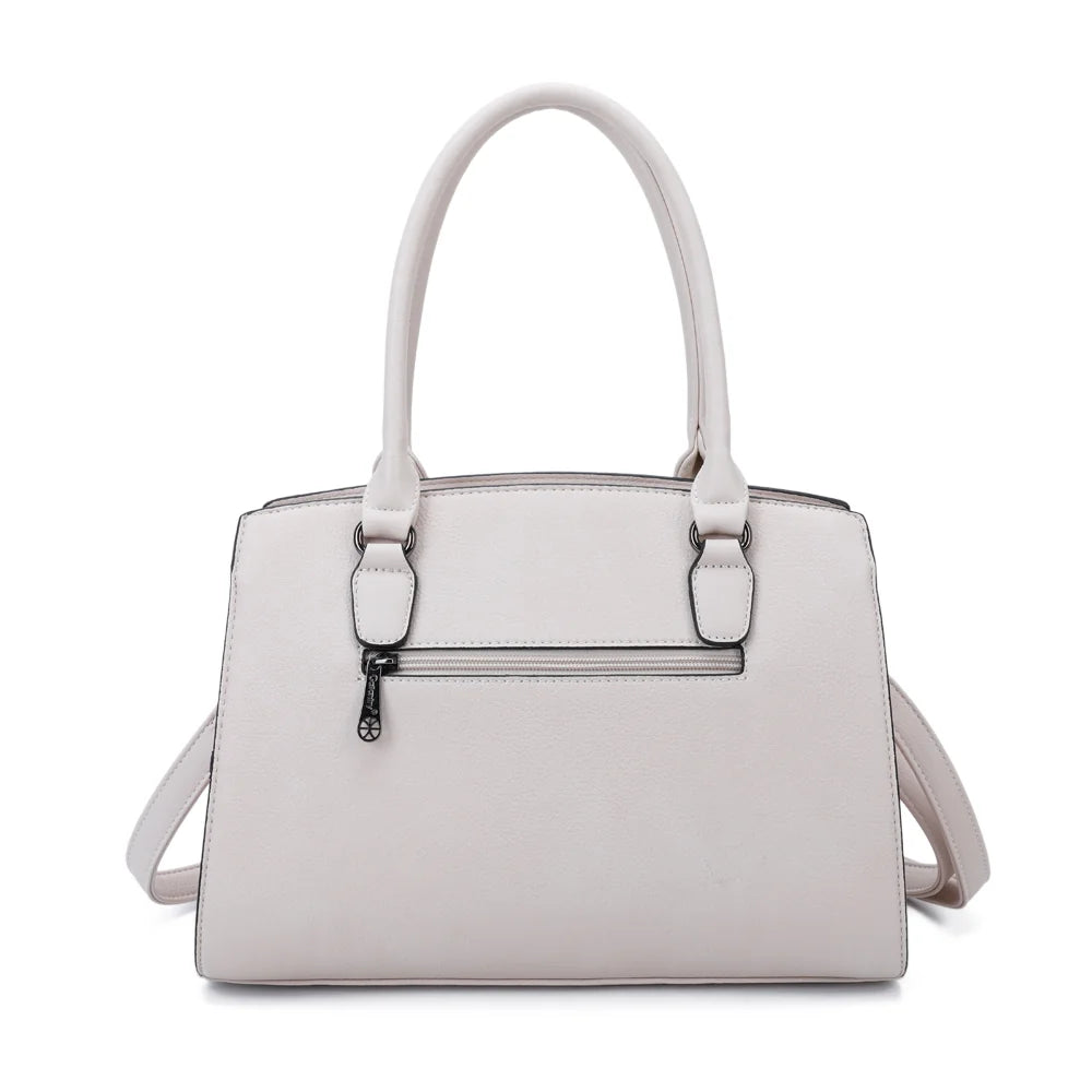 Dos du Le Diane beige : motif losange embossé sur toute la face et longues anses pour l’épaule – réf. R-1501