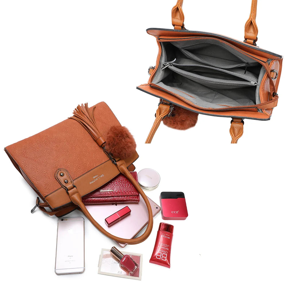 Intérieur compartimenté du Le Diane marron : tablette, téléphone et essentiels du quotidien – réf. R-1501