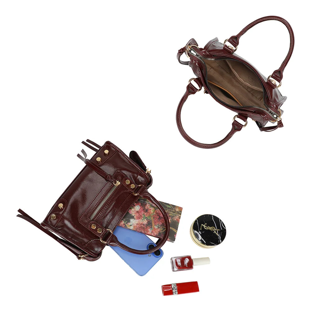 Intérieur du Le Dorian bordeaux : compartiment principal zippé pour vos essentiels – réf. KJ-62088-1