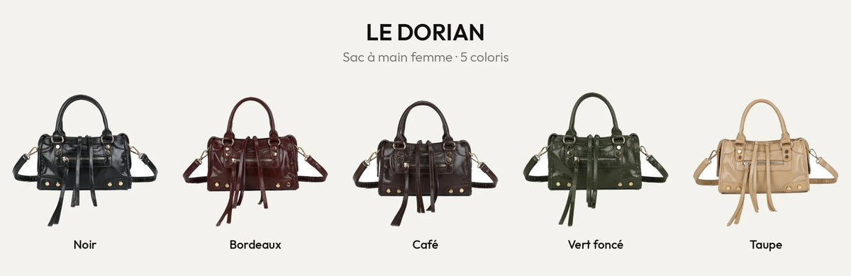 Le Dorian, sac à main femme en 5 coloris : Noir, Bordeaux, Coffee, Vert Foncé et Taupe – Gallantry Paris – réf. KJ-62088-1