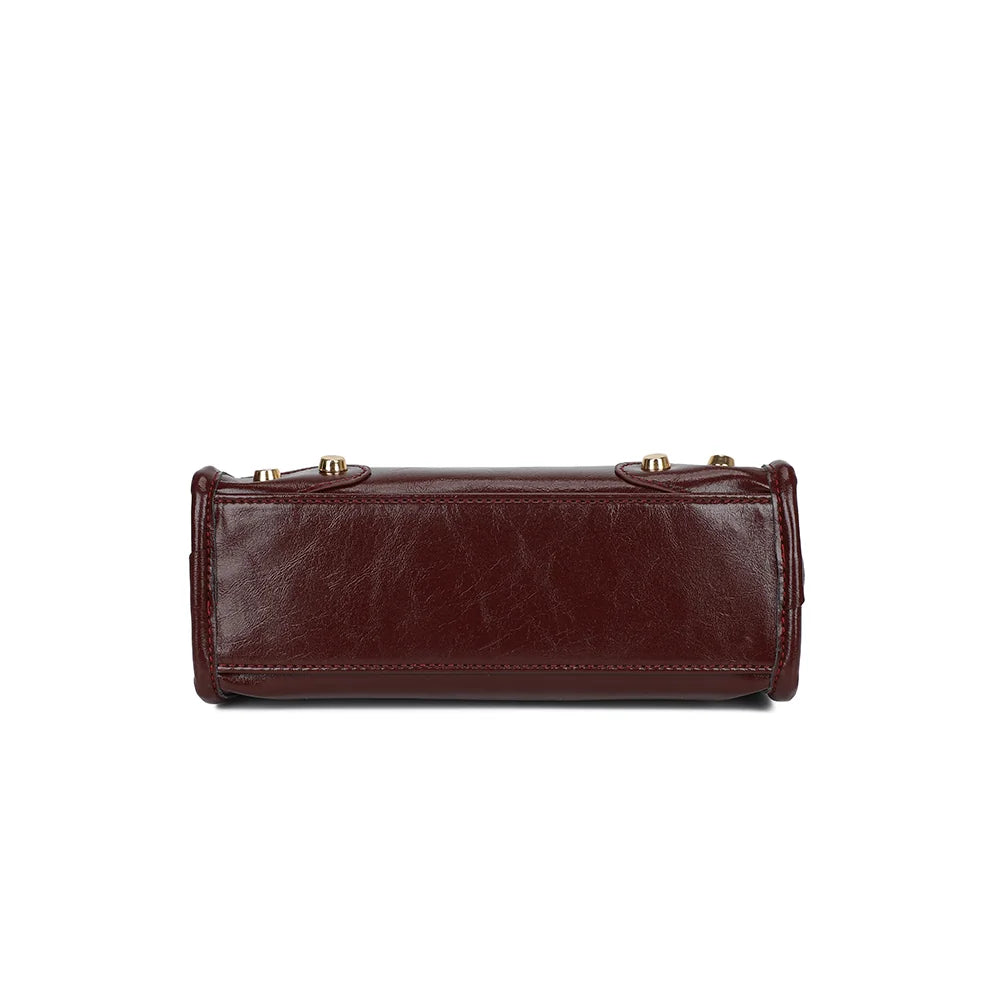 Dessous du sac Le Dorian bordeaux, format compact de 24 × 8 cm – réf. KJ-62088-1