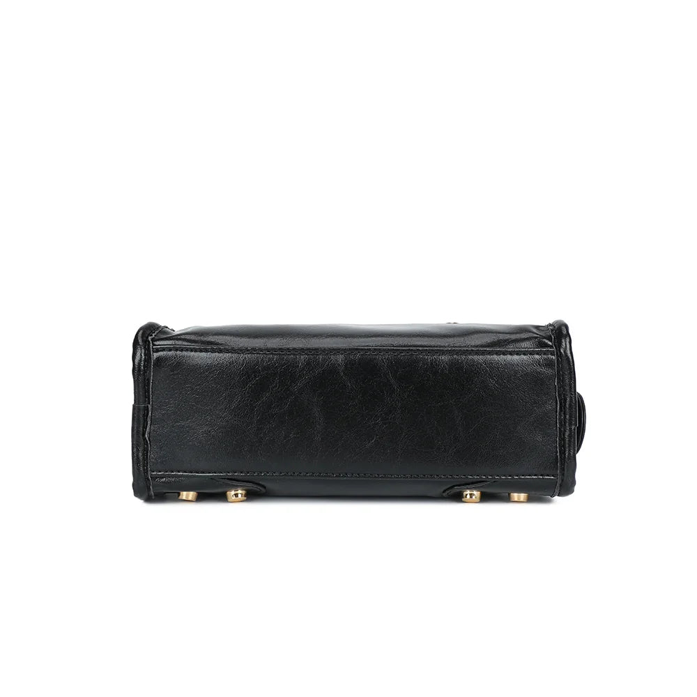 Dessous du sac Le Dorian noir, format compact de 24 × 8 cm – réf. KJ-62088-1