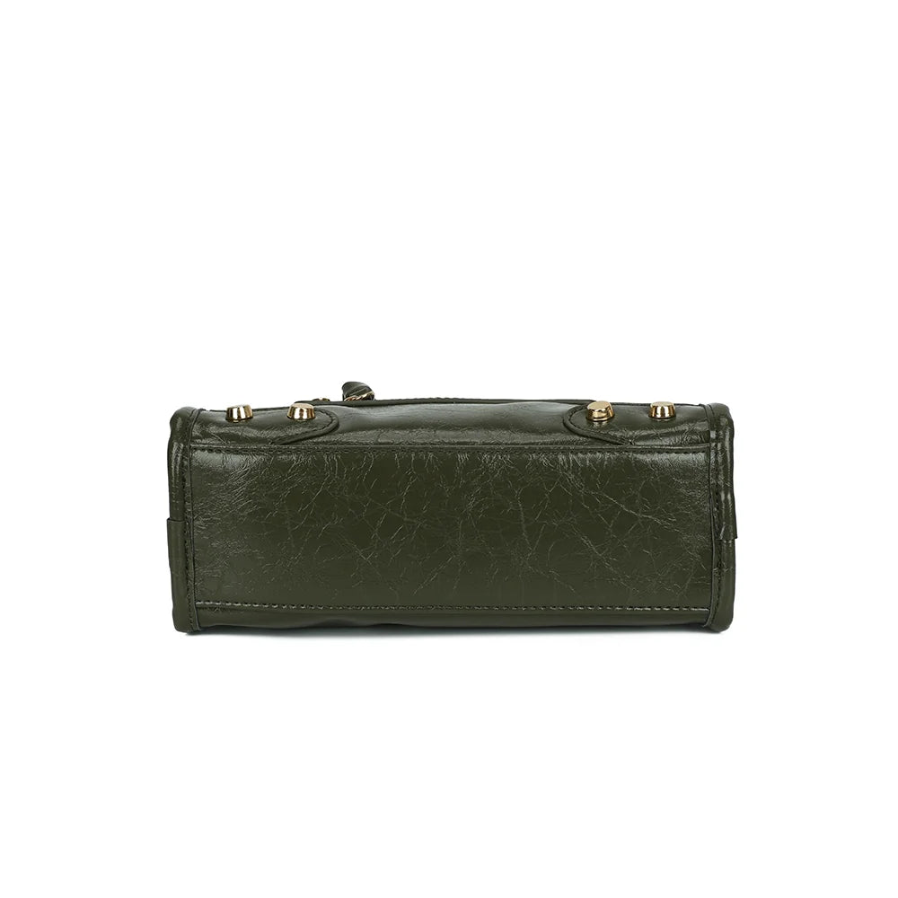 Dessous du sac Le Dorian vert foncé, format compact de 24 × 8 cm – réf. KJ-62088-1