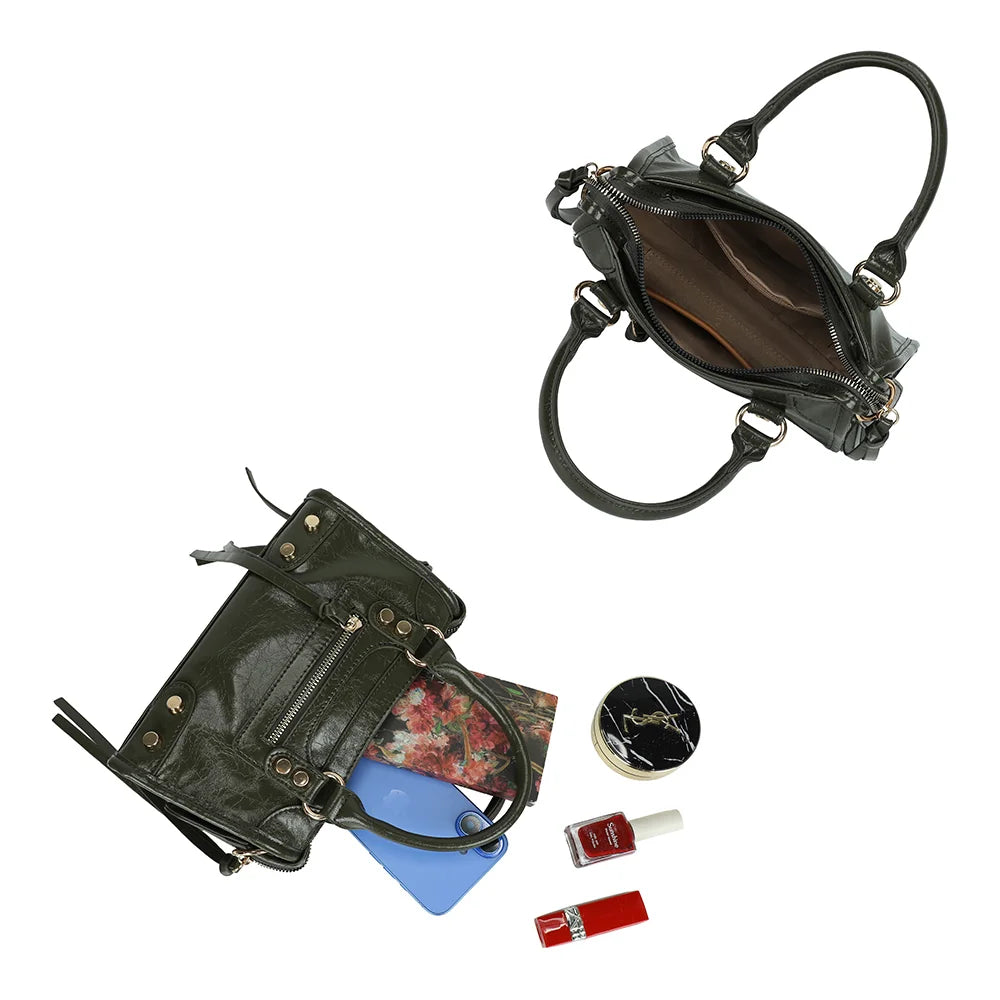 Intérieur du Le Dorian vert foncé : compartiment principal zippé pour vos essentiels – réf. KJ-62088-1