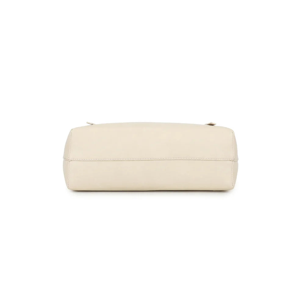 Dessous du cabas Élance beige, une base nette dans le même synthétique lisse – réf. A-8721-1