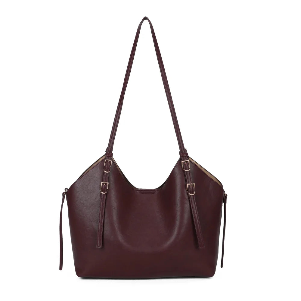 Le Élance sac cabas femme à porter à l’épaule bordeaux, vue de dos – Gallantry Paris – réf. A-8721-1