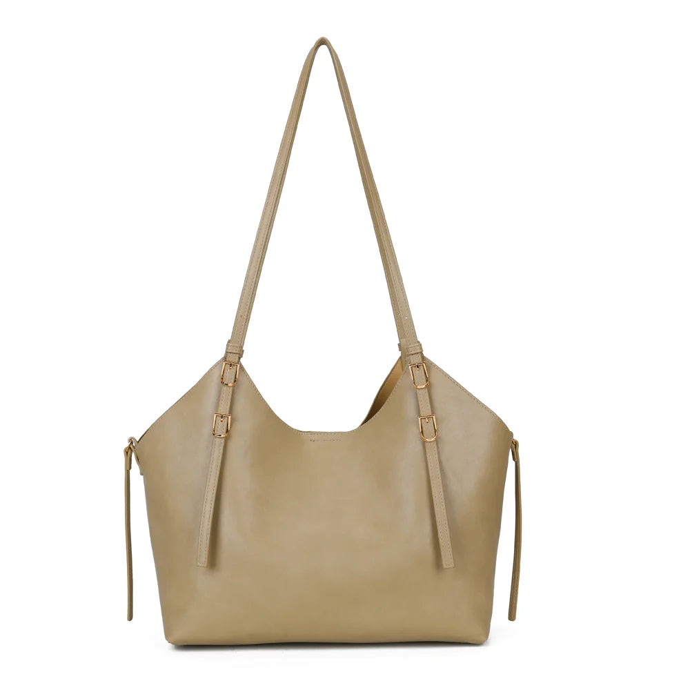 Le Élance sac cabas femme à porter à l’épaule taupe, vue de dos – Gallantry Paris – réf. A-8721-1